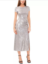 Vince Camuto Womens Metallic Midi Party Dress Color Alloy Size Medium