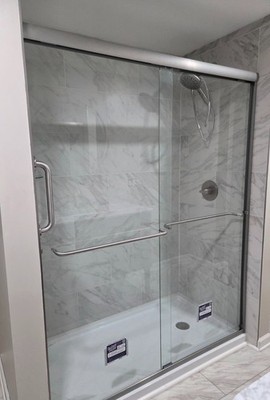 60'' x 72'' Bathroom Doors  Brushed Nickel Shower Doors Glass Sliding 60 Inches