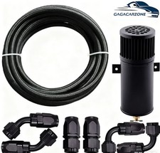 Oil Catch Can Reservoir Tank 10an 2 Port Dual Breather Filter Baffled 10ft Hose