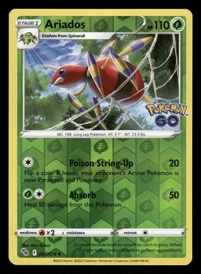 Ariados 007/078 NM Uncommon Reverse Holo Pokemon GO 2022 Pokemon TCG