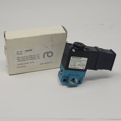 Robatech 100605 Solenoid Valve, 24 Volt, 8.5 Watt, 0-150 Psi, 10 Bar - NEW