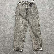 CHIC Jeans Womens 9 24x28 Petite Black Acid Wash Stone Wash USA Made 80s VTG