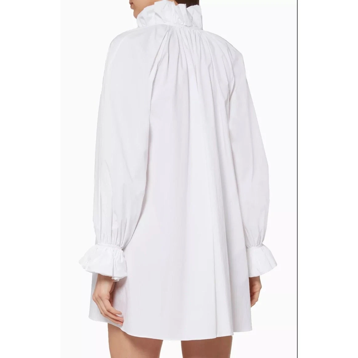 Abito donna Moschino Couture bianco in cotone raccolto taglia US 10