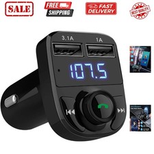 Handsfree Call Car Charger, Wireless Bluetooth 5.3 FM Transmitter Radio Recei...