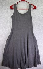 Olivia Rae New York Grey Jersey Knit Fit  & Flare Knit Midi Dress Sz Med Pockets