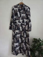 Monki Size XS Shirt Dress Cat Print Relaxed Fit Midi