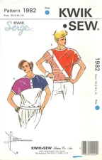 Kwik Sew 1982 Yoked, Colorblocked Tops w Button or Snap Closure Sz XS-XL UNCUT