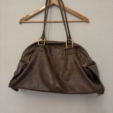 OUSHKA TAUPE BROWN LEATHER TOP HANDLE HANDBAG OFFICE WORK CAUSAL. Large