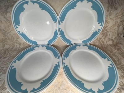 B.Frames Bleu by Corning Corelle Set RARE 4 Dinner Plates