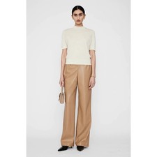 Anine Bing Koa Pant Butterscotch Vegan Leather Size XS High Rise Wide Leg