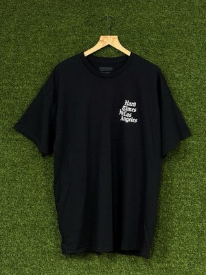 Vintage Hard Times Los Angles Black Gothic Font Streetwear Shirt Logo 2XL XXL
