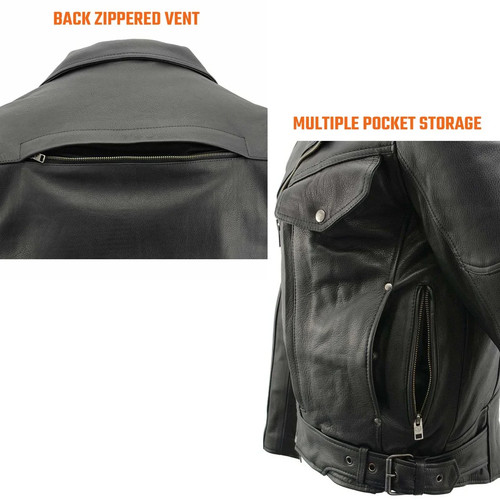 Milwaukee Leather 1570 schwarze Motorradfahrerjacke für Herren mit "Utility Pocket" - Bild 10 von 15