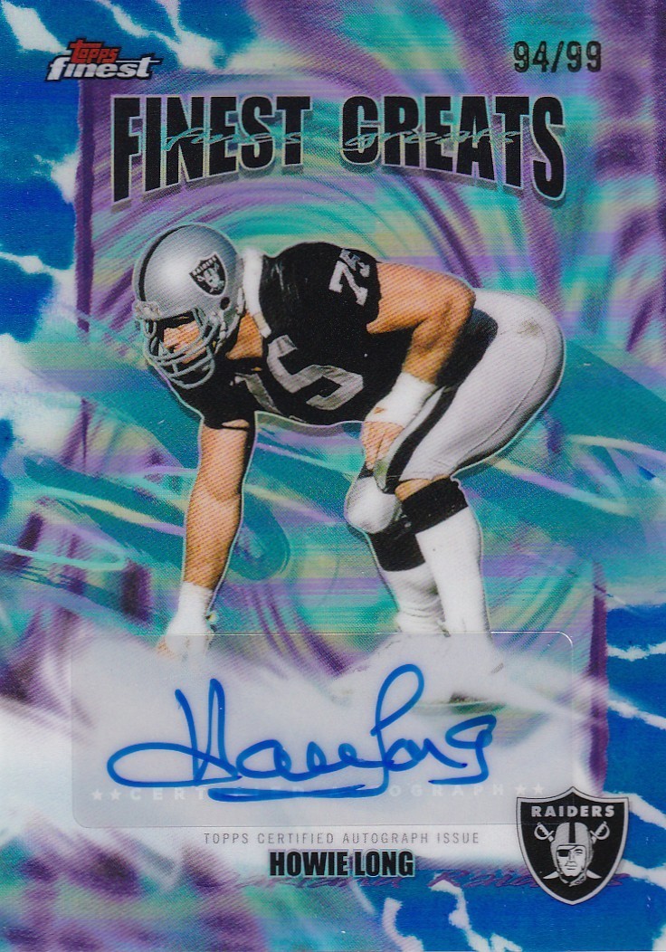 Howie Long #FGA-HL  94/99 Blue Refractor Finest Greats Auto 2025 Topps Finest 