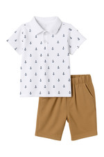 Baby Toddler Boy 2pc Polo Shirt Shorts Set Printed Top Elastic Waist Summer Outf