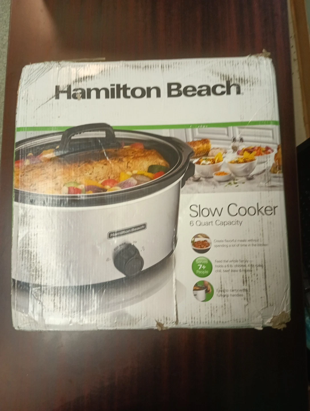 Hamilton Beach 33665G 6-Quart Stoneware Slow Cooker w/ 3 Cooking Settings NEW