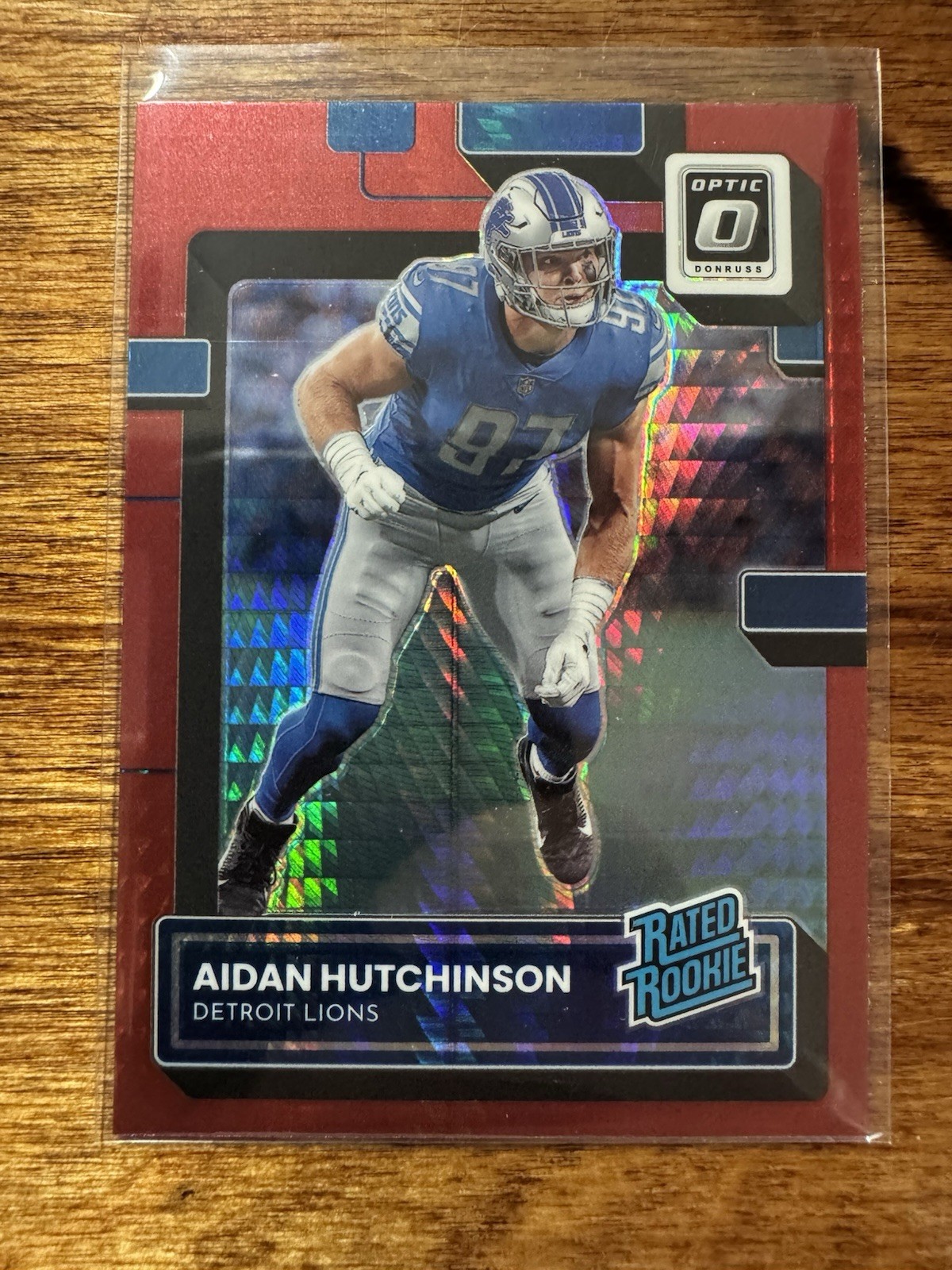2022 Aidan Hutchinson Donruss Optic #213 Red Hyper Prizm RC Detroit Lions Rookie