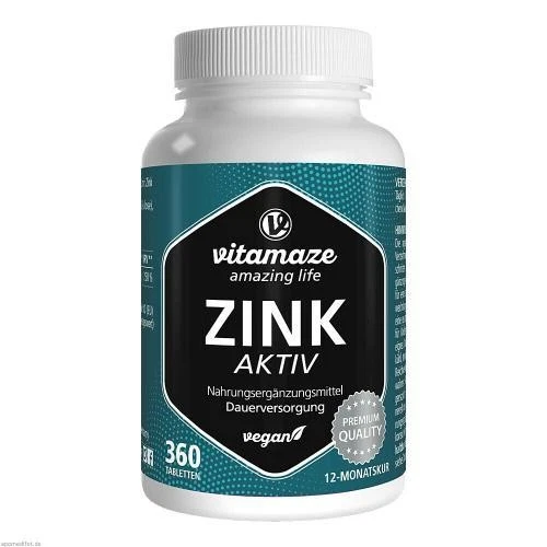 VITAMAZE GMBH ZINK AKTIV 25 mg hochdosiert vegan Tabletten 360 ST PZN 19176428