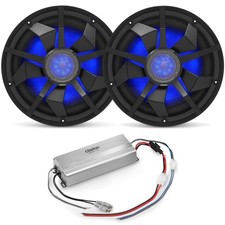 Clarion Marine Subwoofer Amplifier Bundle - Two 12" CM3013WL LED Sub Woofers ...