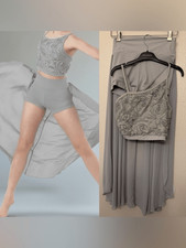 Weissman dance costume 2 piece gray Something In The Water 8613 MA-Medium adult