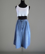 VTG 70s Cheryl Tiegs Palazzo Capri Length Denim Pants.S/M