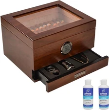 Cigar Humidor, Handcrafted Spanish Cedar Glass Top Humidor, Cigar Desktop Box...