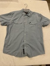 Howler Brothers Shirt Mens Sz M H Bar B Pearl Snap Ranch Light Blue Striped SS