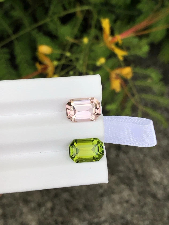 6.39 Crt / Natural Tourmaline Reverse Pair For New Design Earrings. Pink & Green - Image 3 of 4