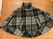 karierter Poncho Cape Zara Kurzmantel Grau/Schwarz Gr.S mit Wolle