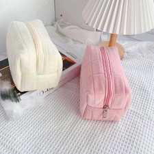 Cute Plush Makeup Bag for Women Portable Travel Small Cosmetic Bags Solid Color