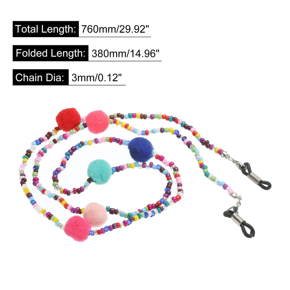 Occhiali Catena,30" Perline Occhiali Sole Cinghia Supporto,Multicolore - Immagine 2 di 4