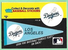 1986 Fleer Baseball Famous Feats Los Angeles Dodgers #1 Logo Team Sticker👍