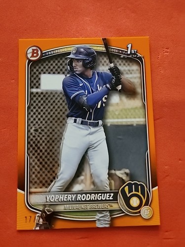 2025 Bowman 1st Bowman Prospect  Yophery Rodriguez Orange /25 BP-36 Brewers - Picture 1 of 3