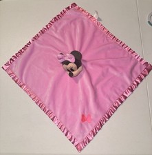 Disney Baby Minnie Mouse Pink Lovey Security Blanket Satin Trim 16x15