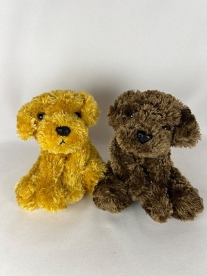 2 x Mary Meyer Puppy Dog  tan & brown soft plush toys vintage