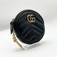 Mint GUCCI GG Marmont Quilted Coin Case Key Ring Black Leather : From JAPAN