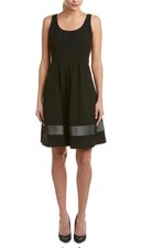 Nine West Women's M Fit and Flare Dress Topstitch w/ Pleats READ (SP025)