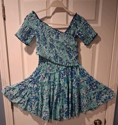 POUPETTE ST Barth Women s SOLEDAD MINI DRESS Blue Size S Ruffle Sky  Pivoine