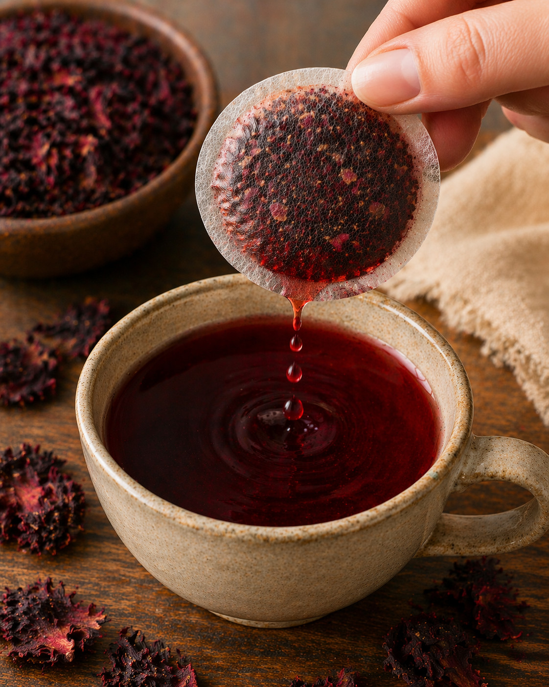 Organic Hibiscus Tea Bags - Caffeine Free Herbal Tea