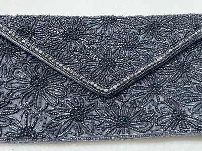 Accessorize London Women's Hand  Beaded Blue Tara  Shoulder Clutch Party Bag