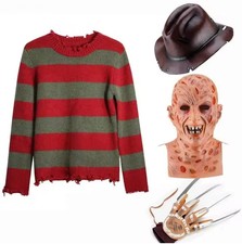 Freddy Krueger Cosplay Sweater Costume A Nightmare On Elm Street Mask Glove Hat