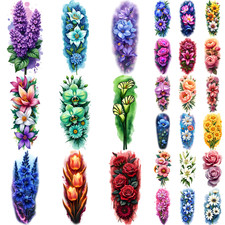 9pcs Temporary Tattoo Waterproof Long-lasting Body Stickers Rose Flowers
