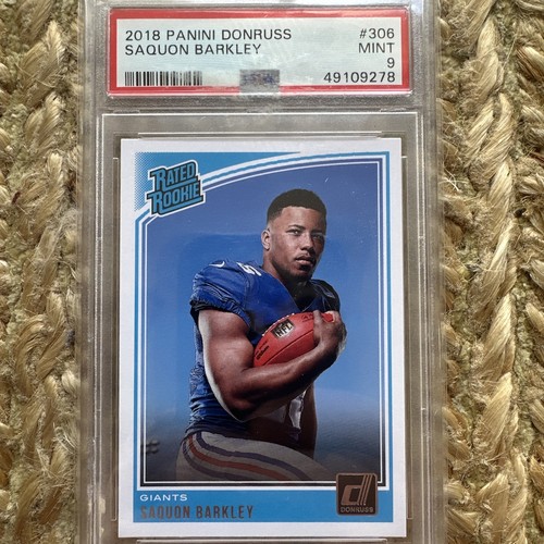 2018 Panini Donruss Saquon Barkley Rated Rookie 306 PSA 9 MINT RC 2018-panini-donruss-saquon-barkley-rated-rookie-306-psa-9-mint-rc