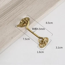 75mm Cabin Hook Eye Latch Gate Door Swivel for Window Door Hook, Brass Tone