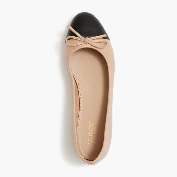 NUEVO CON ETIQUETAS J.Crew Factory Talla 8.5 Ballet Pisos con Puntera Negro Beige Sin Cordones Foto 3 de 3