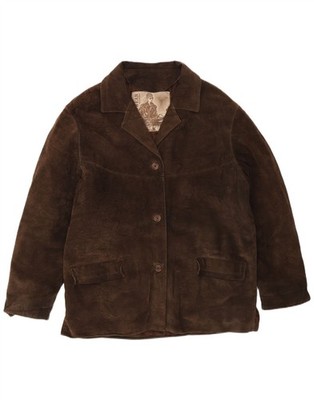 CONBIPEL Womens Natural Wear Suede Jacket IT 46 Large Brown Leather TV01