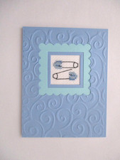 Handmade Greeting Card Cross Stitch Completed Finished It's a Baby Boy