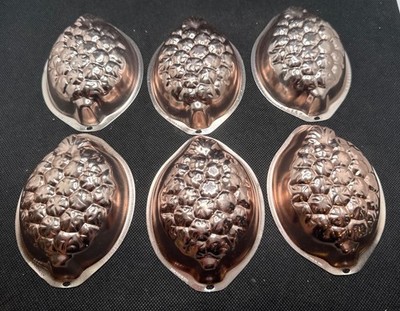 Six (6) Vintage 5  Pineapple Shaped Copper Jello/ Chocolate/ Cookie Mold
