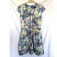 Sinequanone Paris Artsy Blue Floral Monet Watercolor Dress, FR 36, US 4, Small