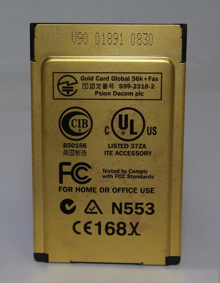 Vintage Psion Dacom Global 56k Fax & Modem Gold Laptop PC Card (LR109212) - Image 2 of 2