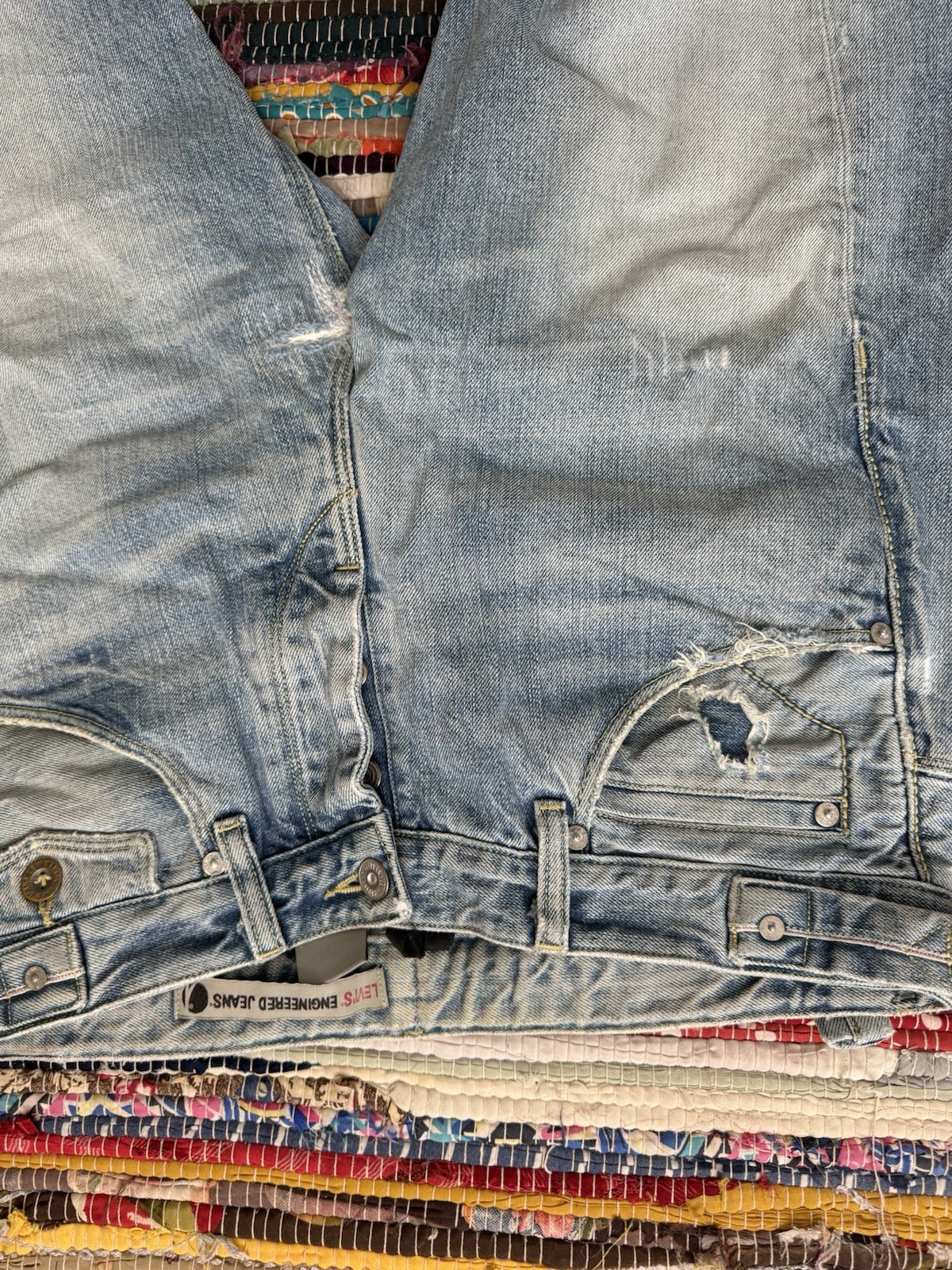 Levi's Engineered Light Blue Distressed Denim Jea… - image 2